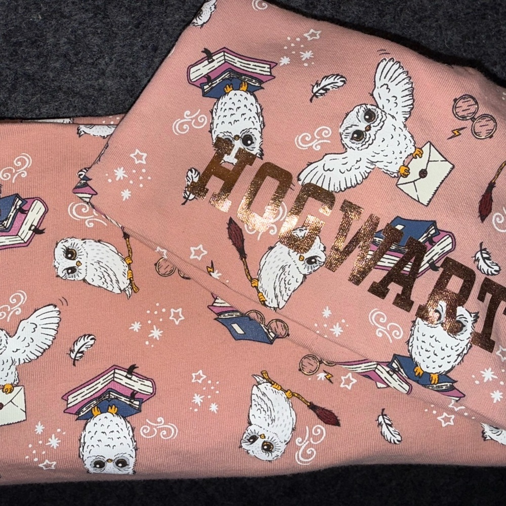 H&M Pink Kids Hat with Owl and Hogwarts Print
